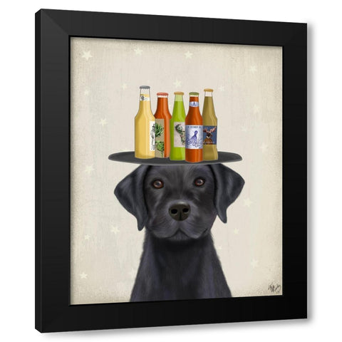 Labrador Black Beer Lover Black Modern Wood Framed Art Print with Double Matting by Fab Funky
