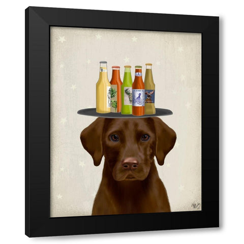 Labrador Yellow Beer Lover Black Modern Wood Framed Art Print with Double Matting by Fab Funky