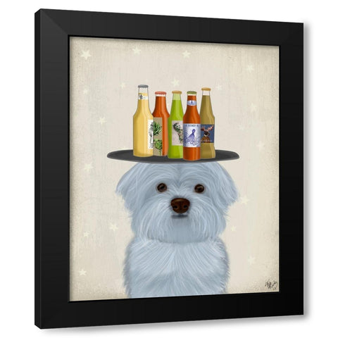 Newfoundland Beer Lover Black Modern Wood Framed Art Print by Fab Funky