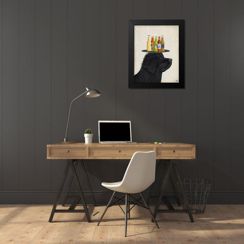 Pit Bull Beer Lover Black Modern Wood Framed Art Print by Fab Funky