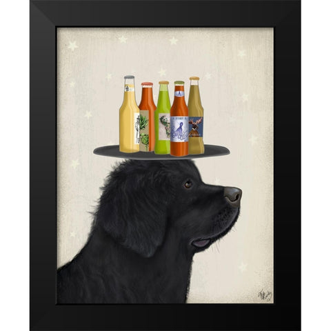 Pit Bull Beer Lover Black Modern Wood Framed Art Print by Fab Funky