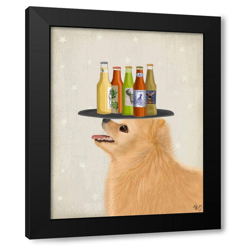 Poodle White Beer Lover Black Modern Wood Framed Art Print by Fab Funky
