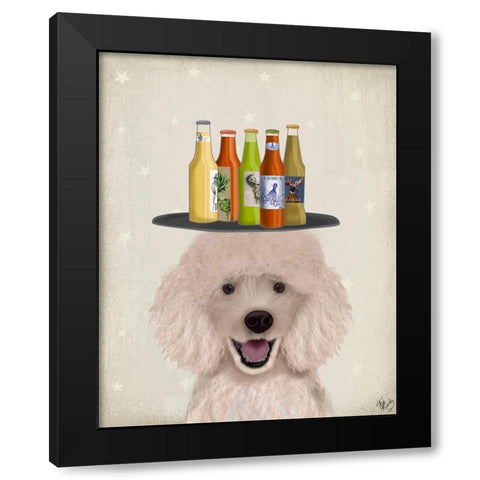 Poodle Beer Lover Black Modern Wood Framed Art Print by Fab Funky