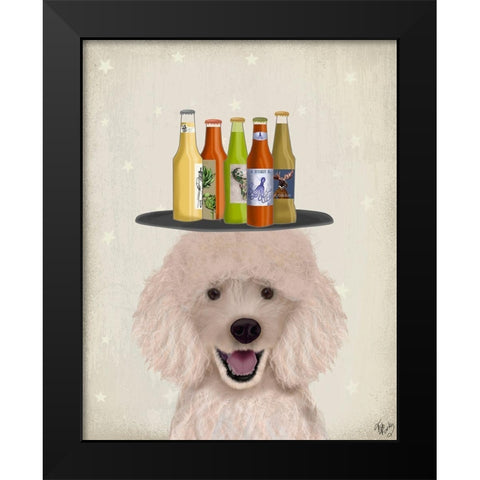 Poodle Beer Lover Black Modern Wood Framed Art Print by Fab Funky
