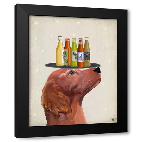 Red Setter Beer Lover Black Modern Wood Framed Art Print with Double Matting by Fab Funky