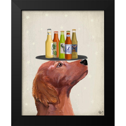 Red Setter Beer Lover Black Modern Wood Framed Art Print by Fab Funky
