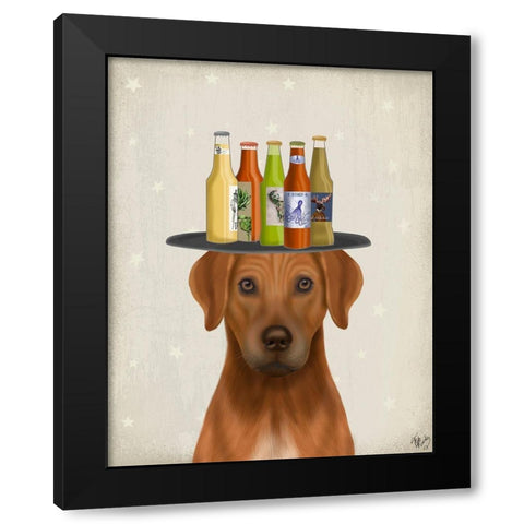 Rhodesian Ridgeback Beer Lover Black Modern Wood Framed Art Print with Double Matting by Fab Funky