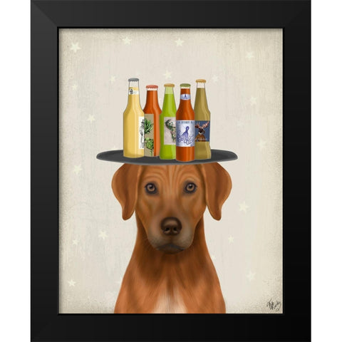Rhodesian Ridgeback Beer Lover Black Modern Wood Framed Art Print by Fab Funky