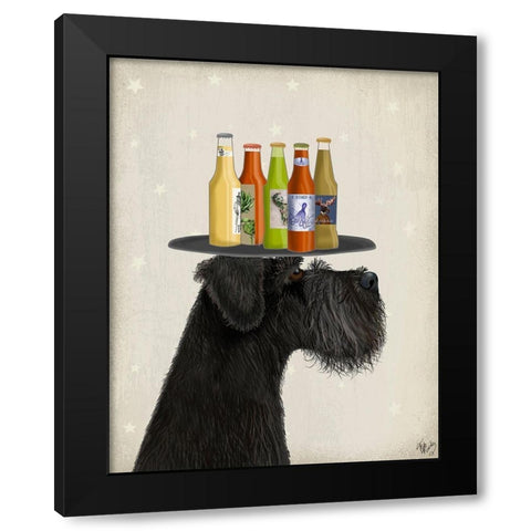 Schnauzer Black Beer Lover Black Modern Wood Framed Art Print with Double Matting by Fab Funky