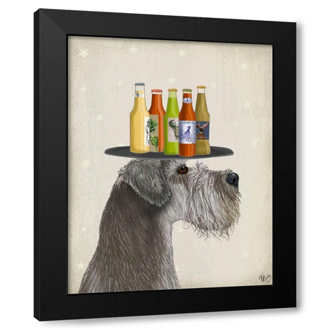 Schnauzer Grey Beer Lover Black Modern Wood Framed Art Print by Fab Funky