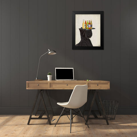 Scottish Terrier Beer Lover Black Modern Wood Framed Art Print by Fab Funky
