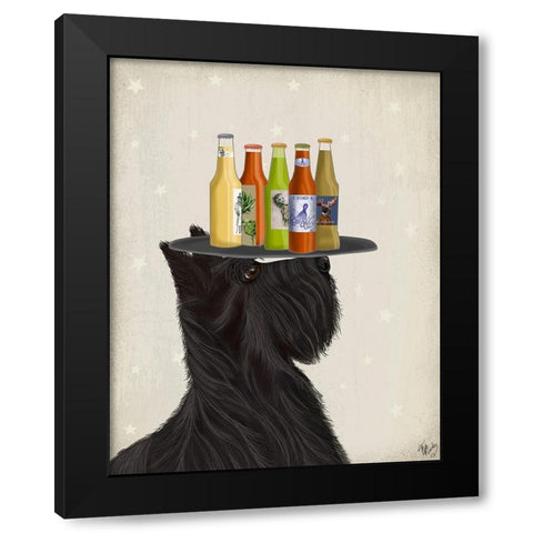 Scottish Terrier Beer Lover Black Modern Wood Framed Art Print by Fab Funky