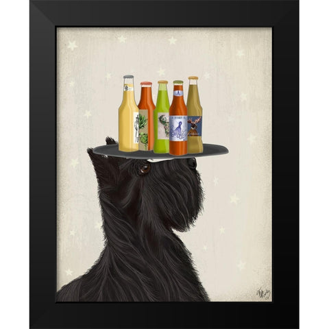 Scottish Terrier Beer Lover Black Modern Wood Framed Art Print by Fab Funky