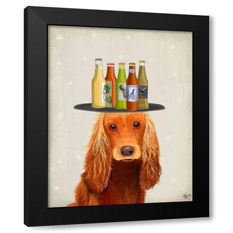 Cocker Spaniel Golden Beer Lover Black Modern Wood Framed Art Print with Double Matting by Fab Funky