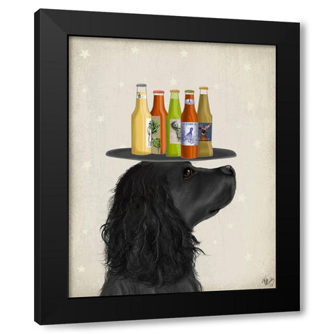 Cocker Spaniel Black Beer Lover Black Modern Wood Framed Art Print with Double Matting by Fab Funky