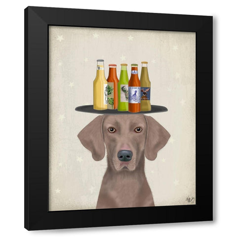 Weimerarner Beer Lover Black Modern Wood Framed Art Print by Fab Funky