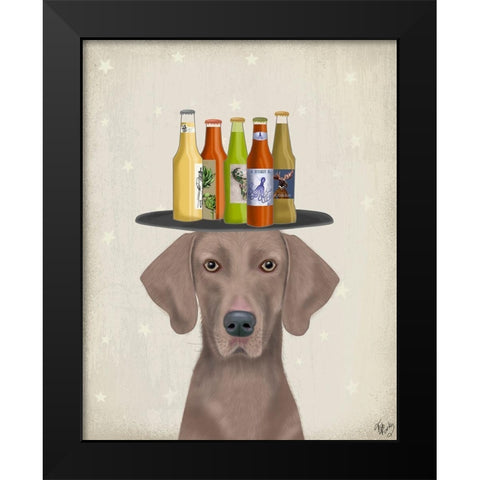 Weimerarner Beer Lover Black Modern Wood Framed Art Print by Fab Funky