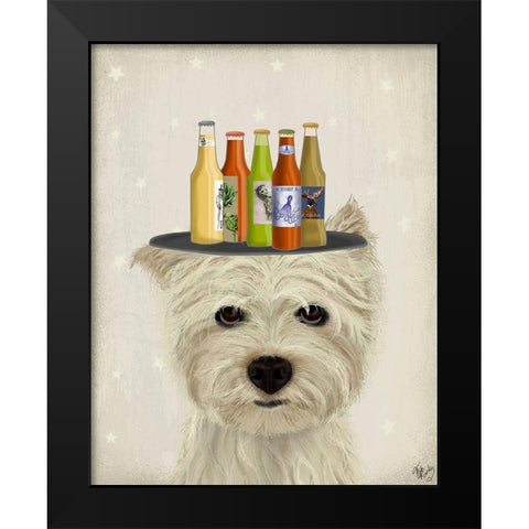 West Highland Terrier Beer Lover Black Modern Wood Framed Art Print by Fab Funky