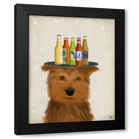 Yorkshire Terrier Beer Lover Black Modern Wood Framed Art Print with Double Matting by Fab Funky