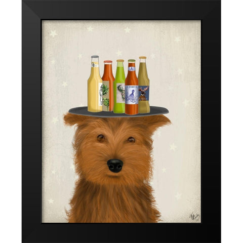 Yorkshire Terrier Beer Lover Black Modern Wood Framed Art Print by Fab Funky