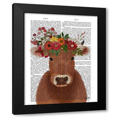 Cow Bohemian 1 Book Print Black Modern Wood Framed Art Print by Fab Funky