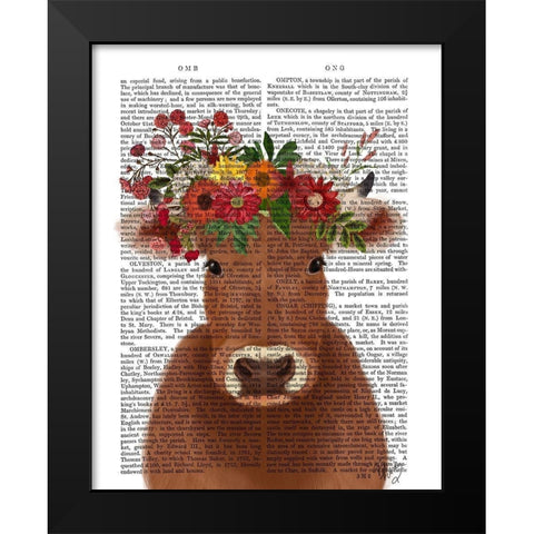 Cow Bohemian 1 Book Print Black Modern Wood Framed Art Print by Fab Funky