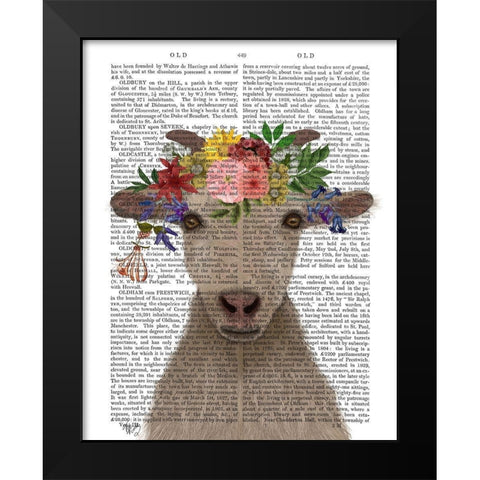 Goat Bohemian 1 Book Print Black Modern Wood Framed Art Print by Fab Funky