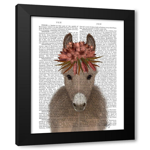 Donkey Bohemian 1 Book Print Black Modern Wood Framed Art Print with Double Matting by Fab Funky