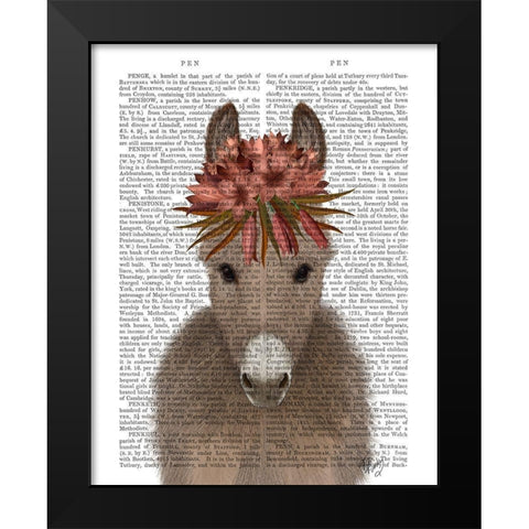 Donkey Bohemian 1 Book Print Black Modern Wood Framed Art Print by Fab Funky
