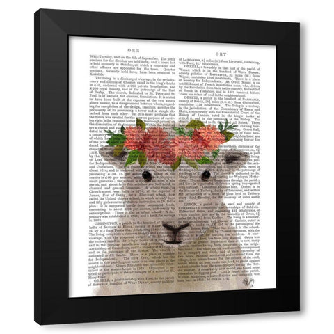 Sheep Bohemian 1 Book Print Black Modern Wood Framed Art Print by Fab Funky