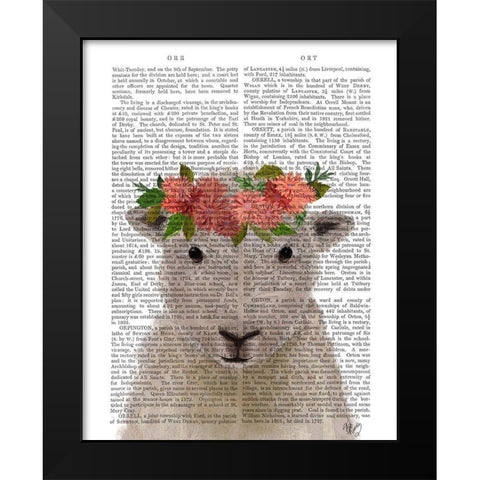 Sheep Bohemian 1 Book Print Black Modern Wood Framed Art Print by Fab Funky