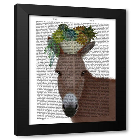 Donkey Succulent Book Print Black Modern Wood Framed Art Print by Fab Funky