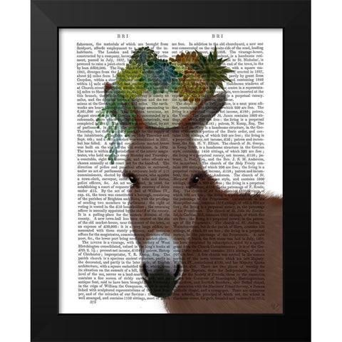 Donkey Succulent Book Print Black Modern Wood Framed Art Print by Fab Funky