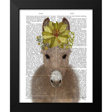 Donkey Sunflower Book Print Black Modern Wood Framed Art Print by Fab Funky