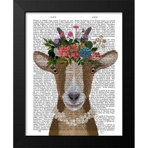 Goat Bohemian 3 Book Print Black Modern Wood Framed Art Print by Fab Funky