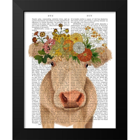 Cow Cream Bohemian 1 Book Print Black Modern Wood Framed Art Print by Fab Funky