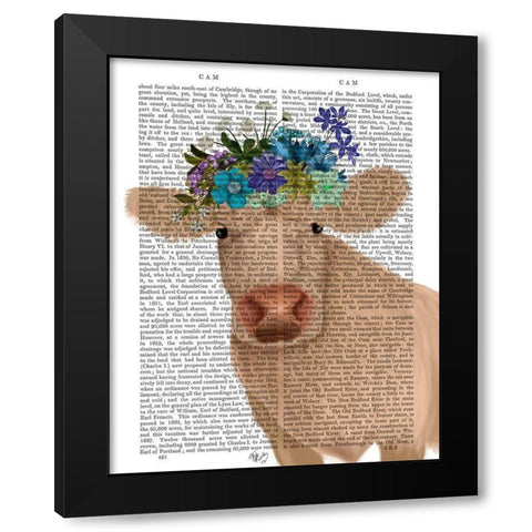 Cow Cream Bohemian 2 Book Print Black Modern Wood Framed Art Print with Double Matting by Fab Funky