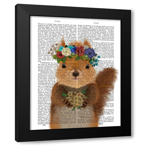 Squirrel Bohemian Book Print Black Modern Wood Framed Art Print by Fab Funky