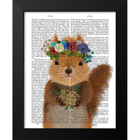 Squirrel Bohemian Book Print Black Modern Wood Framed Art Print by Fab Funky