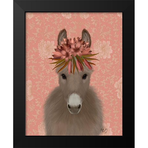 Donkey Bohemian 1 Black Modern Wood Framed Art Print by Fab Funky