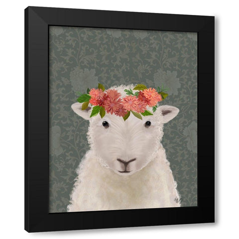 Sheep Bohemian 1 Black Modern Wood Framed Art Print with Double Matting by Fab Funky