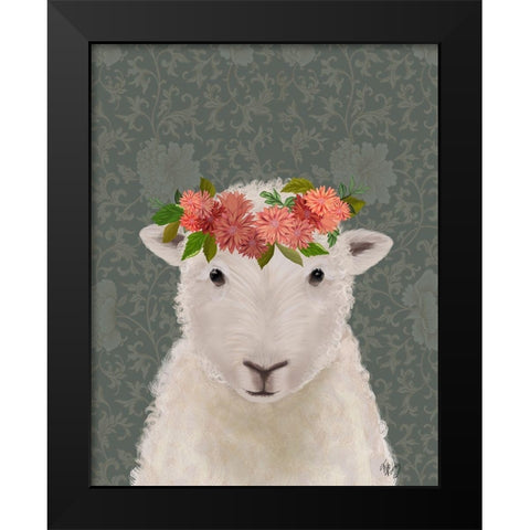 Sheep Bohemian 1 Black Modern Wood Framed Art Print by Fab Funky