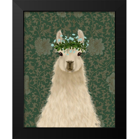 Llama Bohemian 1 Black Modern Wood Framed Art Print by Fab Funky