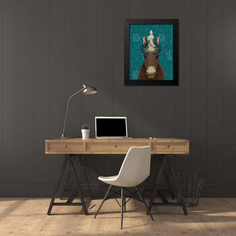 Donkey Bodhisattva Black Modern Wood Framed Art Print by Fab Funky