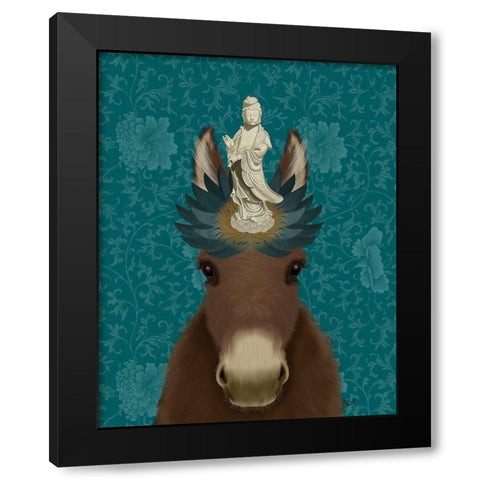 Donkey Bodhisattva Black Modern Wood Framed Art Print by Fab Funky