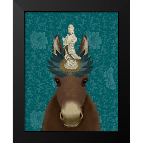 Donkey Bodhisattva Black Modern Wood Framed Art Print by Fab Funky