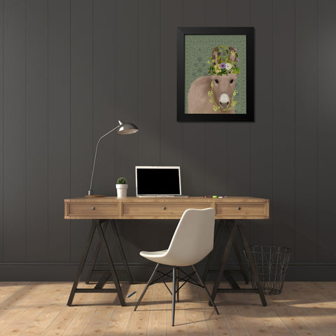 Donkey Bohemian 2 Black Modern Wood Framed Art Print by Fab Funky