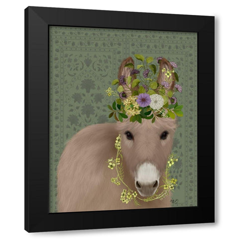 Donkey Bohemian 2 Black Modern Wood Framed Art Print by Fab Funky