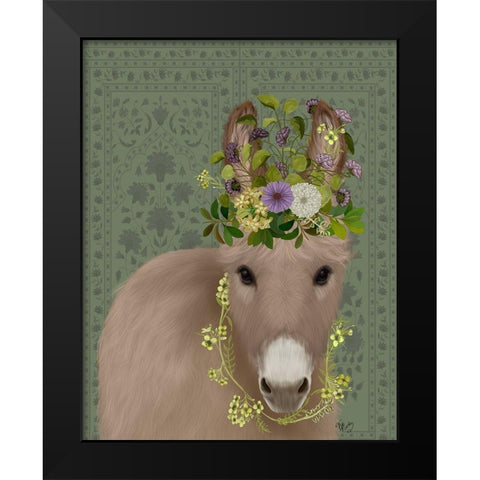 Donkey Bohemian 2 Black Modern Wood Framed Art Print by Fab Funky
