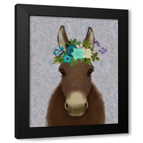 Donkey Bohemian 3 Black Modern Wood Framed Art Print by Fab Funky